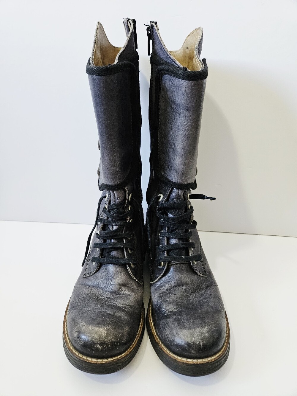 Dkode Leather Knee High Steampunk Boots Size 37 US 6.5-7 Button Side EUC - Picture 3 of 8